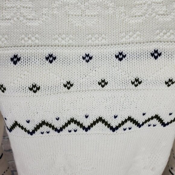 Vintage 80s Jacquard  Crewneck Pullover Sweater Cream Measures Medium - Picture 5 of 15